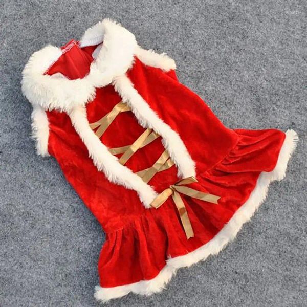 Vestuário de cachorro Natal meninas vestido traje filhote de cachorro quente lã saia roupas outono inverno pet fantasia vestidos de festa