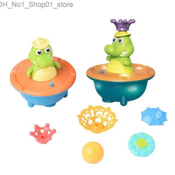 Banyo Toys Fountain Timsah Bebek Banyosu Toddlers için Oyuncaklar Sprey Su Sprinkler Işıklı Küvet Oyuncak Erkek Çocuklar Çocuklar Q231212