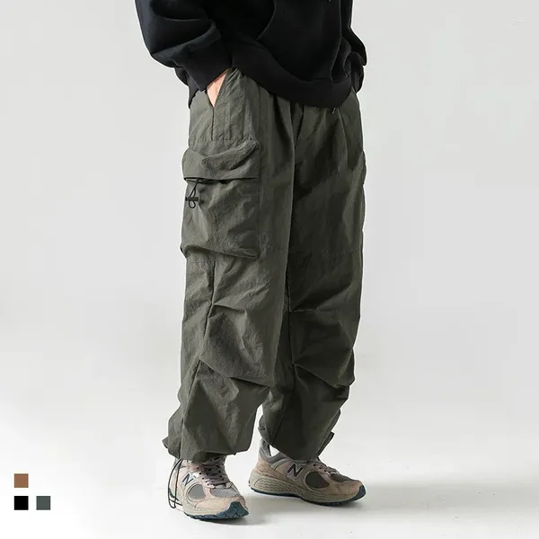 Calças masculinas oversize ao ar livre calças casuais homens na moda pára-quedas carga masculino homem à prova dwaterproof água japonês streetwear hip hop