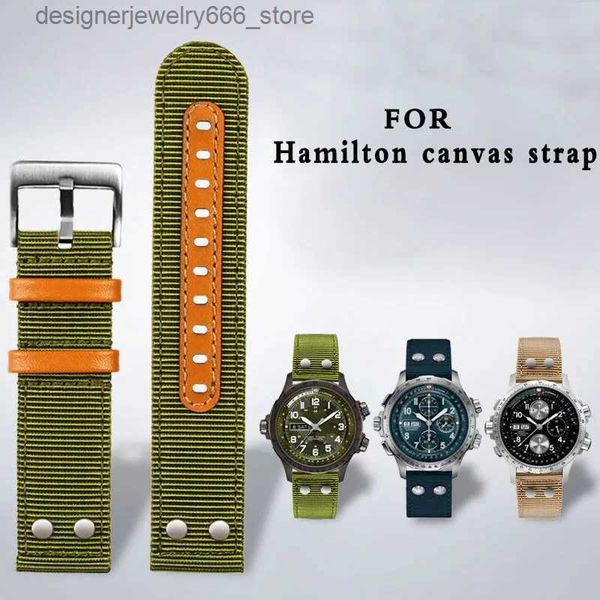 Uhrenarmbänder, 22 mm, Canvas-Nylonarmband, weiches Echtlederband, Herren-Ersatzarmband, Handgelenkband für H-amilton H77906940 H77916920 Q231212