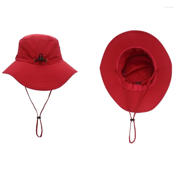 Berets Western Cowboy Bucket Hat Wide Brim Neck para Sun Cover Cap Visor Caminhadas Camping