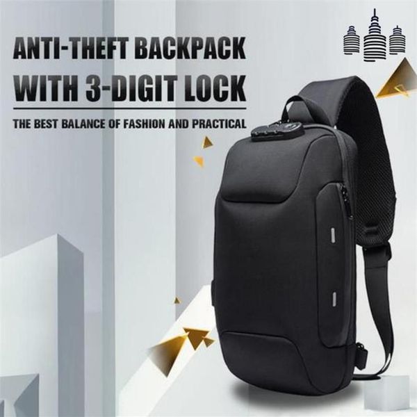 Rucksack Anti-Diebstahl mit 3-stelligem Schloss Umhängetasche wasserdicht für Handy-Reisen LXX9254T