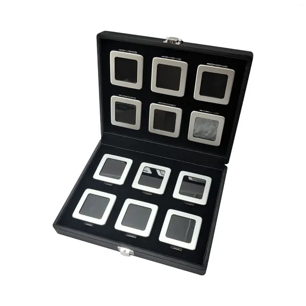 Sacos de armazenamento Médio Prata Metal Gemstone Box Bag Diamond Display Show Case Embalagem Bandeja Jóias Portátil Recipiente Transparente