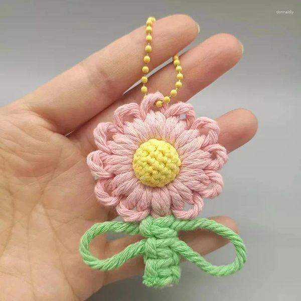 Schlüsselanhänger Baumwollseil Blume hängender Anhänger Schlüsselbund Makramee Handarbeit Tasche Kreative Schlüsselringe geflochtene freie Kettenschnalle