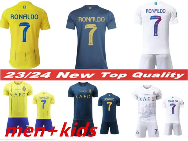 23/24 Al Nassr FC Ronaldo Camisas de futebol Homens Kit Infantil Al Hilal Uniforme Saudita Meninos Camisa de Futebol MANE Jersey 2023 SERGEJ Arábia Saudita