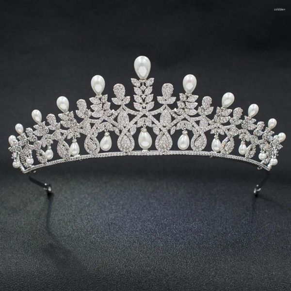 Grampos de cabelo completo 5a cz zircônia cúbica clássico casamento nupcial real tiara diadema coroa feminina menina baile festa jóias acessórios a00017