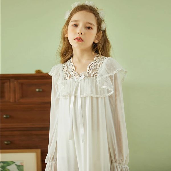 Pigiama Bambini Ragazza Lolita Maglia Principessa Camicie da notte Camicie da notte in pizzo stile reale Vittoriano Bambino Camicia da notte per bambini Casa Pigiameria 231211