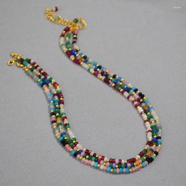 Colares de pingente verão lindos grânulos de pedra coloridos com estilo boêmio minimalista empilhado cinta colar e corrente de colar