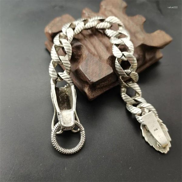 Braccialetti a maglie Bracciale in argento tibetano intarsiato con testa di drago Braccialetti di moda Gioielli con ciondoli per personalità Squisiti regali per uomini e donne