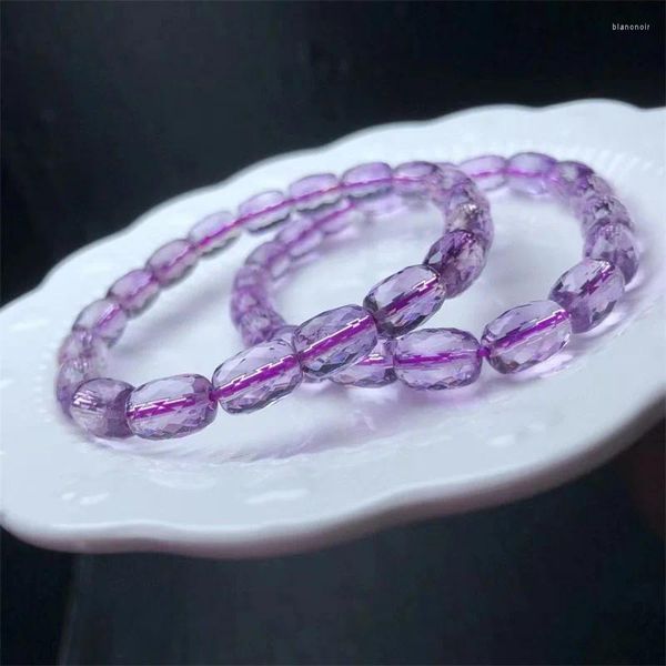 Link Armbänder 7x10mm Natürliche Amethyst Facettierte Perlen Armband Für Schmuck Machen Zubehör Frau Geschenk