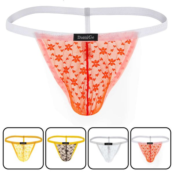 Bulge bolsa malha ver através de tangas quente sexy lingerie renda g string gay masculino roupa interior erótica calcinha masculina