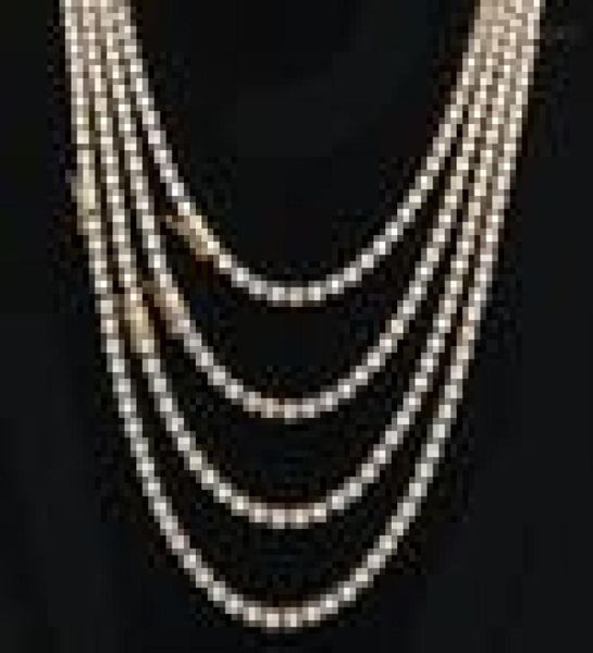 Мужское ожерелье с цирконом, теннисная цепочка, модная хип-хоп, нержавеющая сталь, золото, серебро, ожерелья 18 дюймов, 20 дюймов, 22 дюйма18097223