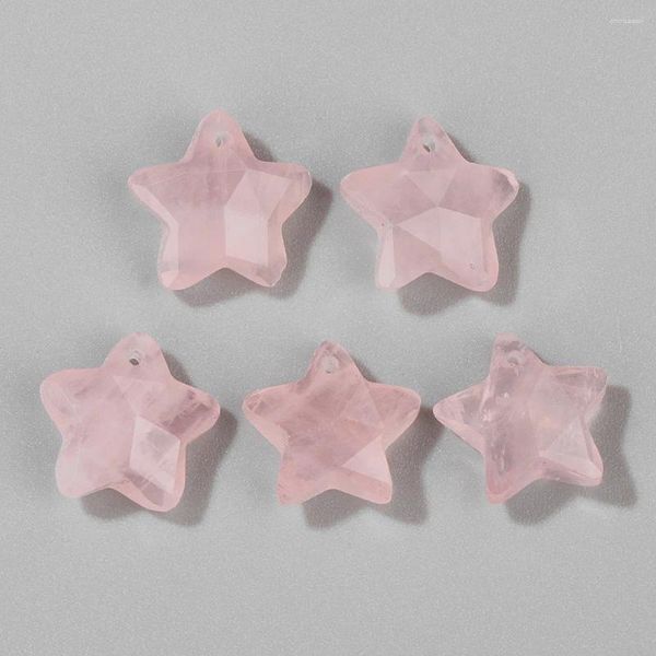 Colares Pingente Rose Quartzs Forma de Estrela de Cinco Pontas 1 PC Pedra Natural Opalite Ametistas Beads Charme para Jóias Fazendo Acessórios 14mm