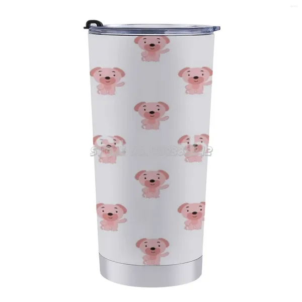 Potenciômetros de café Cães Felizes Caneca de Viagem 20 Oz Copo de Carro Chá Água com Tampas de Vedação Animais de Cão Interior Engraçado Animal de Estimação Preguiçoso