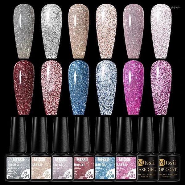 Nail Art Kits 8-teiliges reflektierendes Glitzer-Gel-Nagellack-Set, 6 ml, funkelnde Pailletten, semi-permanente UV-Lacke, Soak-Off-Dekoration