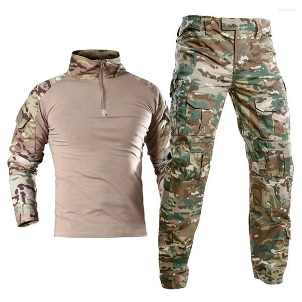 Set da corsa T-shirt a maniche lunghe da allenamento mimetica da rana T-shirt da caccia con pantaloni tattici militari