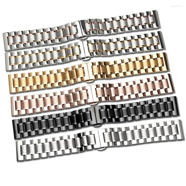 Faixas de relógio 14 16 17 18 19 20 21 22 23 24mm pulseira universal banda malha sólida cinta de aço inoxidável pulseira de cinto de pulso