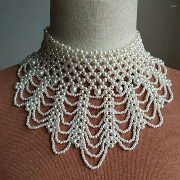 Gargantilha chique ins feminino colares feitos à mão pérolas de plástico colar na moda senhora correntes gargantilhas atacado gota