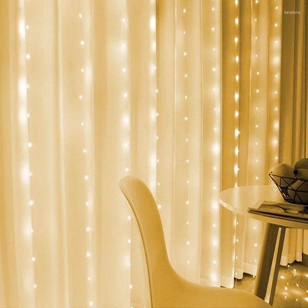 Cordas ano 2024 guirlanda led fio de cobre cortina luzes de fadas 6 metros casa janela quarto natal festa de casamento decoração lâmpada