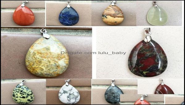 Ciondolo Collane Pendenti Gioielli Bloodstone Corniola Jaspe Howlite Crisantemo Pietra Goccia d'acqua Bea Dhxs46339158