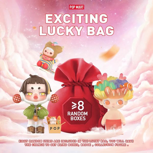 Accessori per capelli POP MART Emozionante Borsa portafortuna Scatola cieca Da collezione Cute Action Kawaii Toy figures Mystery 231212