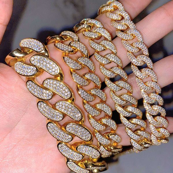 Qualidade Lager Icy Out Moissanite Cuban Link Rapper Personalidade de Luxo Colar de Corrente Miami