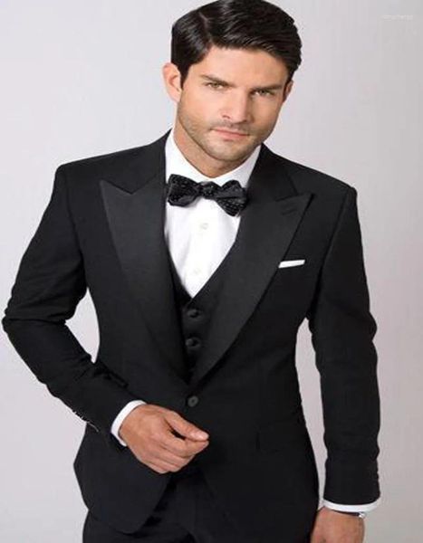 Ternos masculinos 2023 design personalizado preto fino ajuste noivo smoking vestido de casamento terno de férias (jaqueta calças colete)