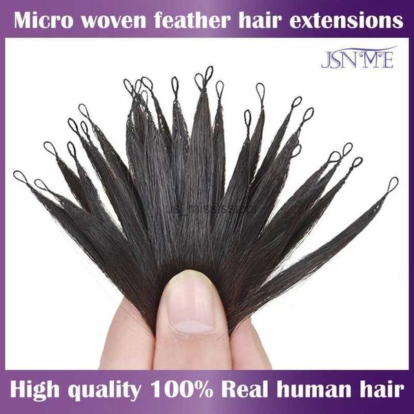 Chignons JSNME Micro Feather Neue Haarverlängerungen 100 % echtes Naturhaar Komfort unsichtbar 14-28 Zoll Schwarzbraun Blond 613 FarbeL240124