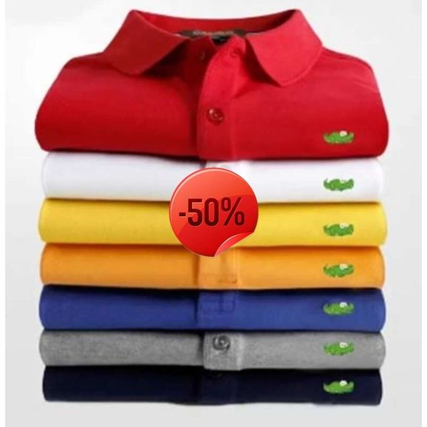 Novo 40off ~ Homens camisetas Marca de alta qualidade Mens Top Crocodilo Bordado Polo Camisa de Manga Curta Camisa Sólida Homens Homme Slim Roupas Camisas Polos S-6XL