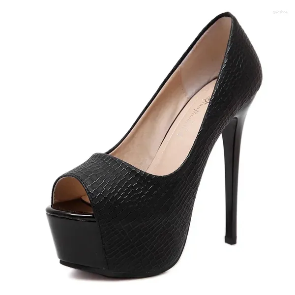 Sapatos de vestido 2024 mulheres bombas plataforma fina salto alto lantejoulas festa de casamento sapato sexy peep toe deslizamento em 14cm stiletto bombas de mujer