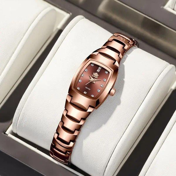 Relógios de pulso Ousgen Luxo Rose Gold Quartz Watch para Mulheres Aço Inoxidável À Prova D 'Água Moda Relógios Mulheres Relogio Feminino Montre Femme