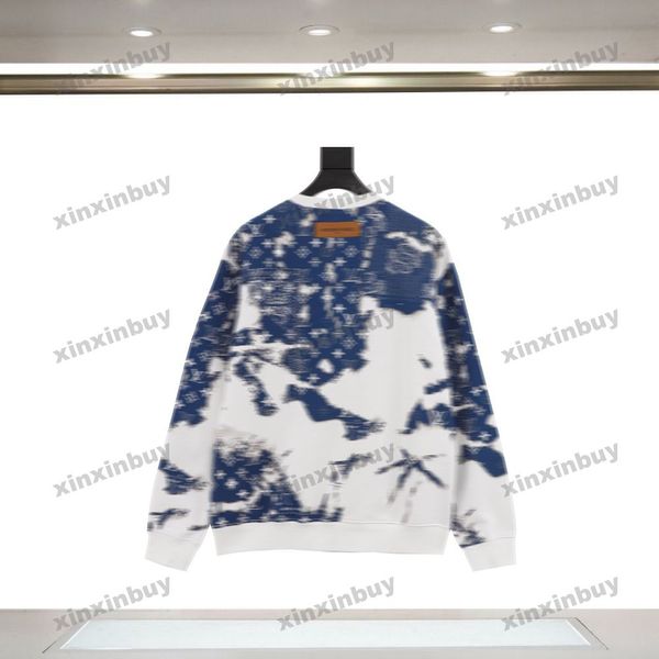 xinxinbuy 2024 Uomini progettista Felpa con cappuccio Felpa anacardi frutta tie dye lettera manica lunga donna blu Nero bianco grigio XS-2XL