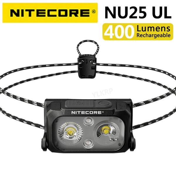 Outros artigos esportivos NU25 UL 400 lúmens farol de três fontes de luz com suporte para carregamento USBC 231211