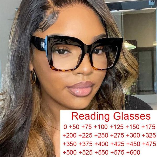 Sonnenbrille Übergroße Klare Schwarze Leoparden-Lesebrille Damen Vintage Quadratische Brillen Sehlupe 1 5 1 75 Sonnenbrillen Sungl305r