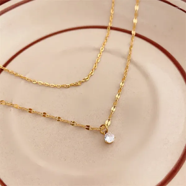 Colares de pingente de aço inoxidável dupla camada elegante colar colar 18k banhado a ouro mulheres jóias de casamento