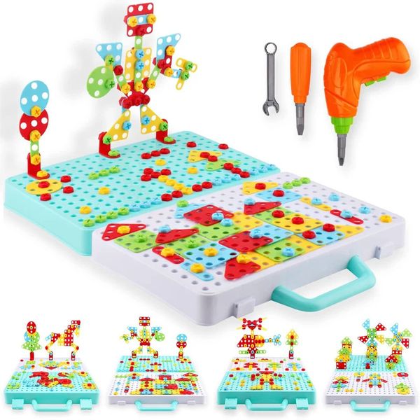 Strumenti Laboratorio 366 pezzi per bambini trapano vite dado puzzle giocattoli finta gioco strumento smontaggio assemblaggio bambini puzzle 3D per ragazzo 231211