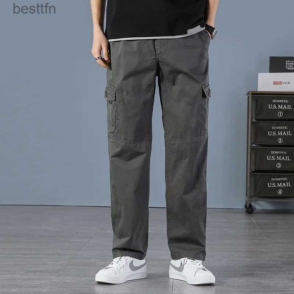 Männer Hosen Casual Marke Hosen Männer Cargo Hosen Baumwolle Lose Hosen Herren Hosen Overalls lti Tasche Gerade Jogger Homme plus Größe 6XLL231212