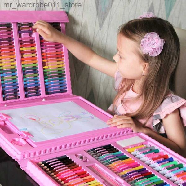 Aquarell Pinsel Stifte 42-208PCS ldren Kunst Malerei Set Buntstift Buntstifte Aquarell Stifte Mit Zeichenbrett Set Spielzeug Kinder Lernspielzeug Geschenk Q231212