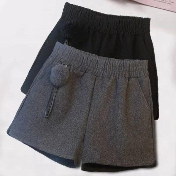 Damen-Shorts für Herbst und Winter, gemütlich, All-Match, solide, feminin, weich, modisch, koreanischer Stil, Temperament, locker, Basic, warm, elegant, hohe Taille