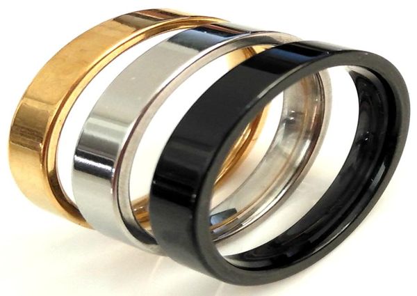 100pcs OURO PRATA PRETO 4mm Anel de casamento de aço inoxidável unissex de alta qualidade confortável ajuste clássico anel de dedo inteiro Jewel2622770