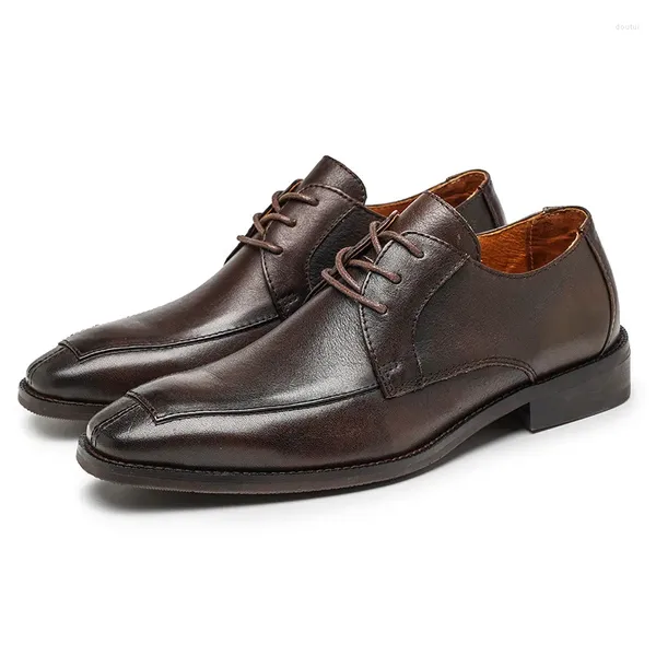 Kleid Schuhe Echtes Leder Für Männer Gentleman Retro Stil Business Formelle Arbeit Büro Männliche Schuhe Hochzeit Jugend Mann Derby Schuh