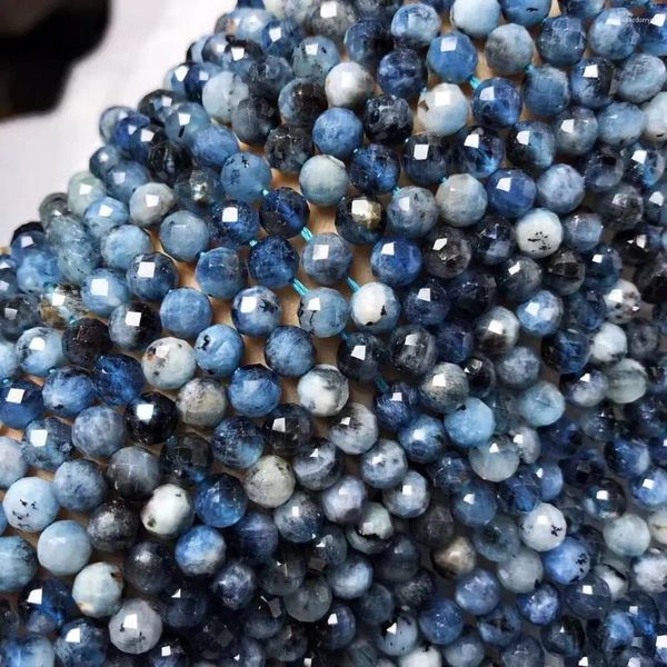 Contas de pedras preciosas soltas diabo azul natureza aquamarine facetada redonda 6mm para fazer joias diy fppj atacado
