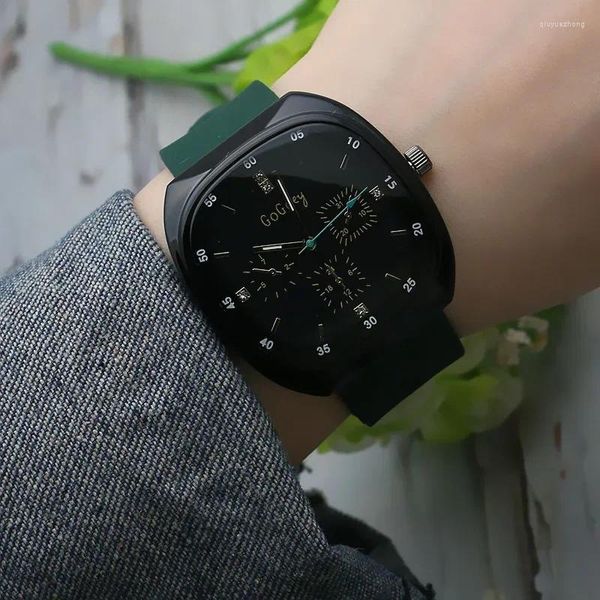 Relógios de pulso Grande Dial Imitação Agulha Relógio para Mulheres Homens Casual Moda À Prova D 'Água Silicone Strap Quartz Women's Relojes