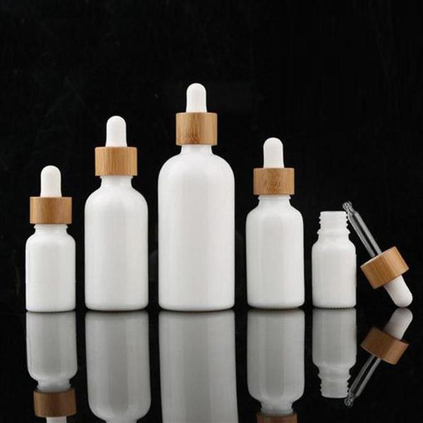 10 ml 15 ml 30 ml weiße ätherische Öl -Tropfen -Flasche Kosmetische Glas Pipette Verpackungsbehälter mit Holzkörnern Bambus Deckel Cap2625