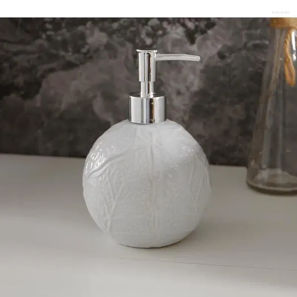 Dispenser di sapone liquido Bottiglia di lozione in ceramica con sfera in stile europeo bianco puro Accessori da bagno multifunzione portatili Shampoo