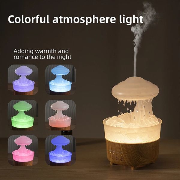 Duftlampen Regentropfen Aromatherapie Licht Regen Wolke Luftbefeuchter Timing Bunte Nacht Ätherisches Öl Diffusor Pilzlampe 231212