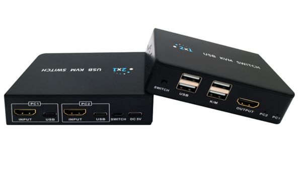 Switch KVM HDMI a 2 porte Switch KVM 2 in 1 uscita 4K 30Hz USB HDMI Switch KVM 2x1 per 2 PC Condivisione tastiera mouse Monitor per PC portatile