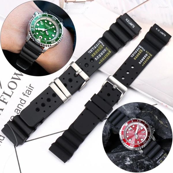 Assista Bandas 20 22 24mm Silicone Watchband para ND Limits Diver Water Ghost Acessórios Sports Waterproof Substituição Strap