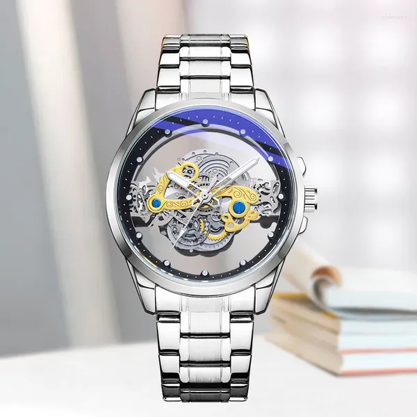Armbanduhren UTHAI BK139 Doppelseitige Hohlstahlband Herrenuhr Casual Fashion Business Vielseitiger Kalender Wasserdichter Quarz