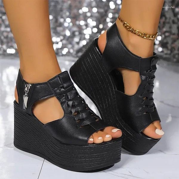 Elbise ayakkabıları kadın kama sandalet platformu yüksek topuklu flip floplar 2024 yaz tasarımcısı açık ayak parmağı tortular açık mujer slaytlar pompalar